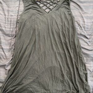 Women's Sleeveless cover up with Crisscross Detail - Gray